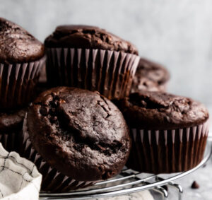 Double Chocolate Sourdough Muffins